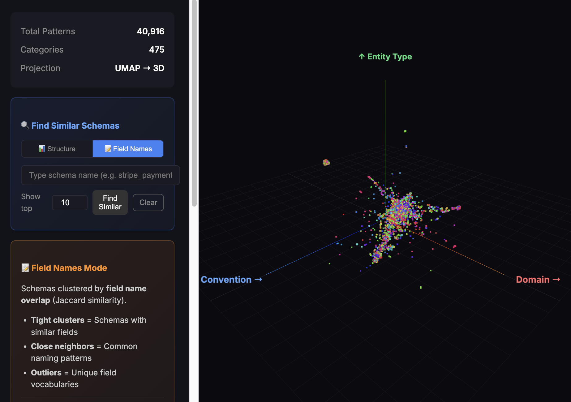 Excalibur Schema Explorer - 3D Visualization